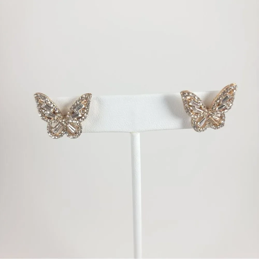 Diamond butterfly earrings in gold #544